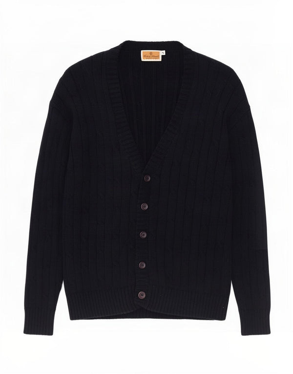 Maglione cardigan da uomo Conte of Florence XL in cotone blu navy