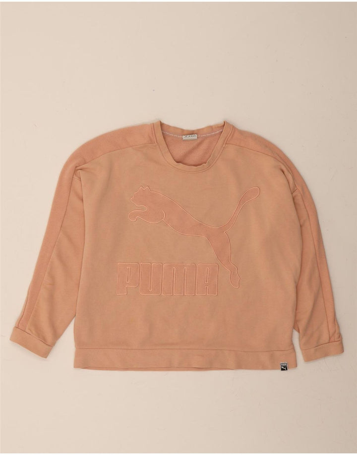 PUMA Womens Graphic Sweatshirt Jumper UK 14 Large  Pink Cotton Vintage Puma and Second-Hand Puma from Messina Hembry 