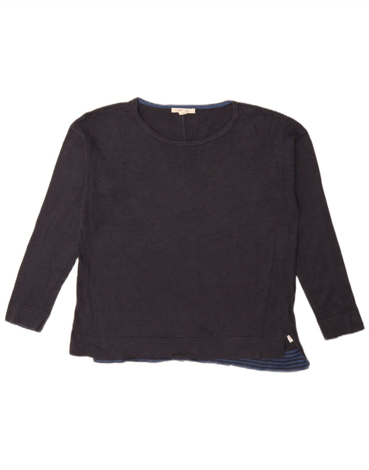 WHITE STUFF Maglione da donna con scollo a barchetta UK 10 Piccolo blu navy