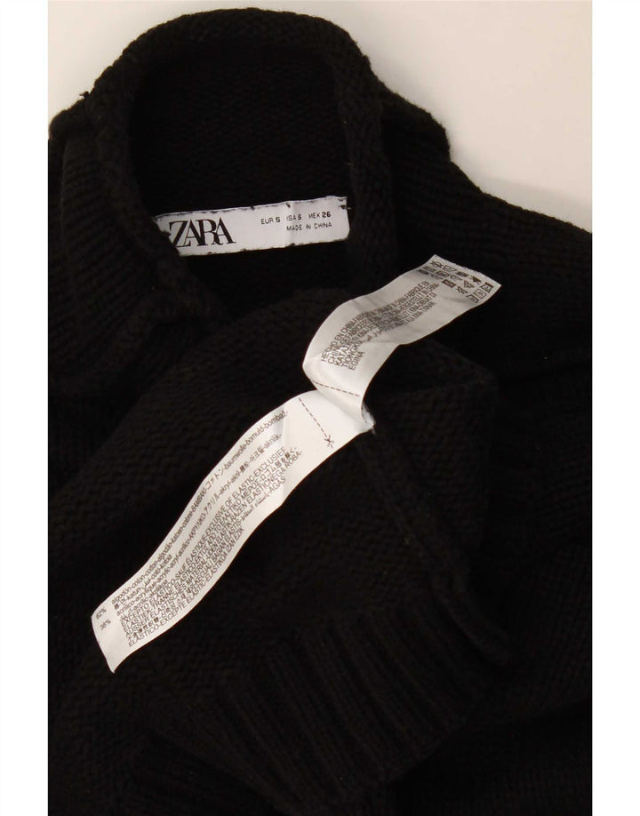 Maglione corto girocollo oversize da donna Zara UK 10 piccolo nero