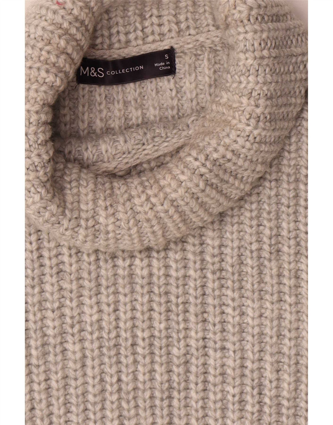 Canotta da donna Marks & Spencer con collo alto, UK 10, piccola, in poliestere grigio
