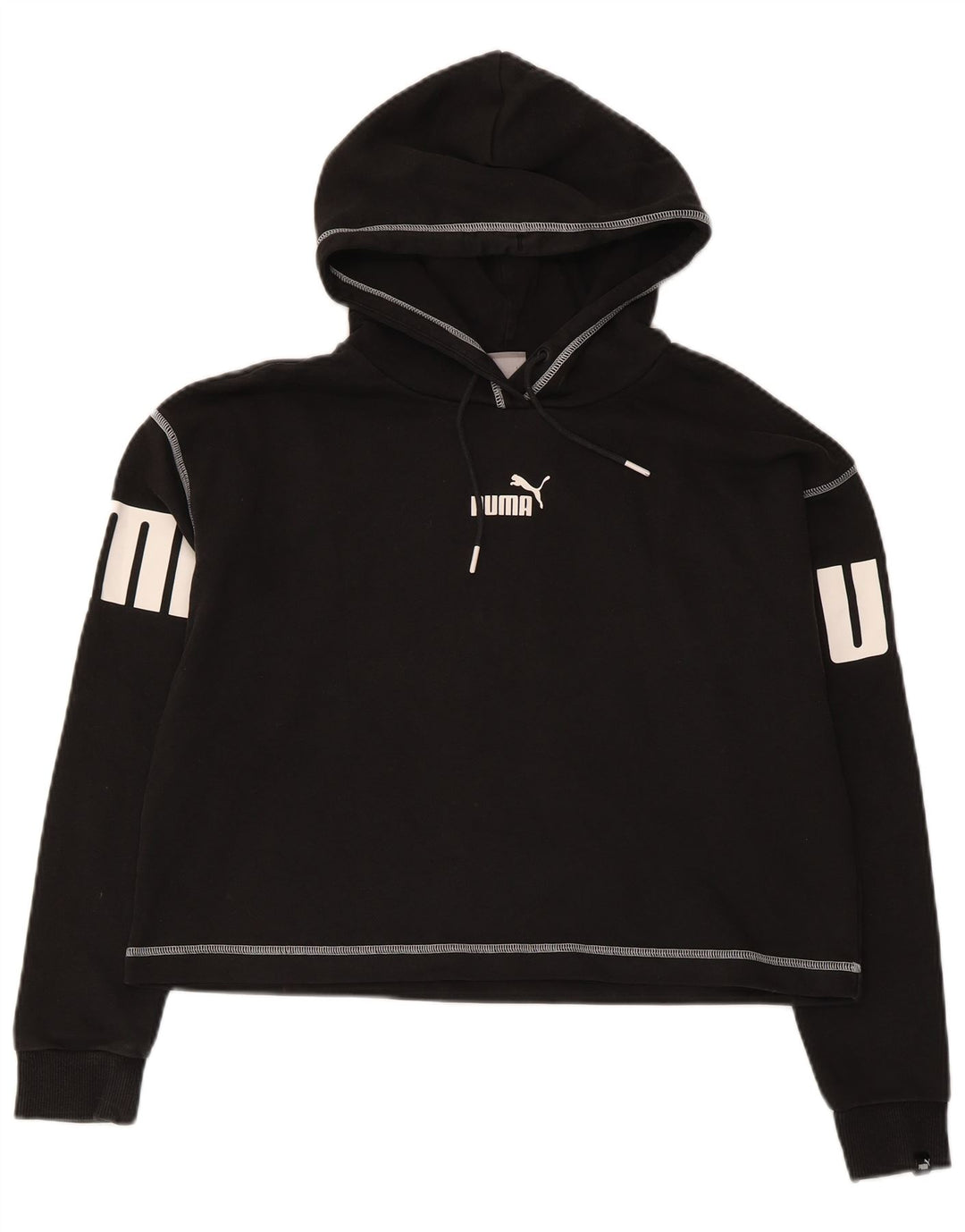 Felpa con cappuccio oversize grafica da donna Puma UK 10 piccola nera