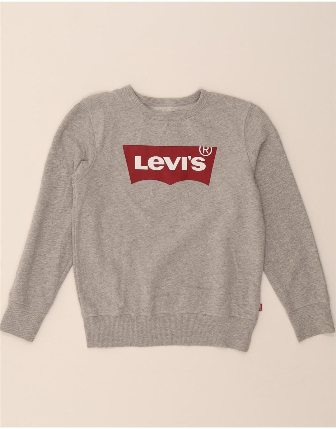 LEVI'S Boys Graphic Sweatshirt Jumper 10-11 Years Medium Grey Cotton Vintage Levi's and Second-Hand Levi's from Messina Hembry 