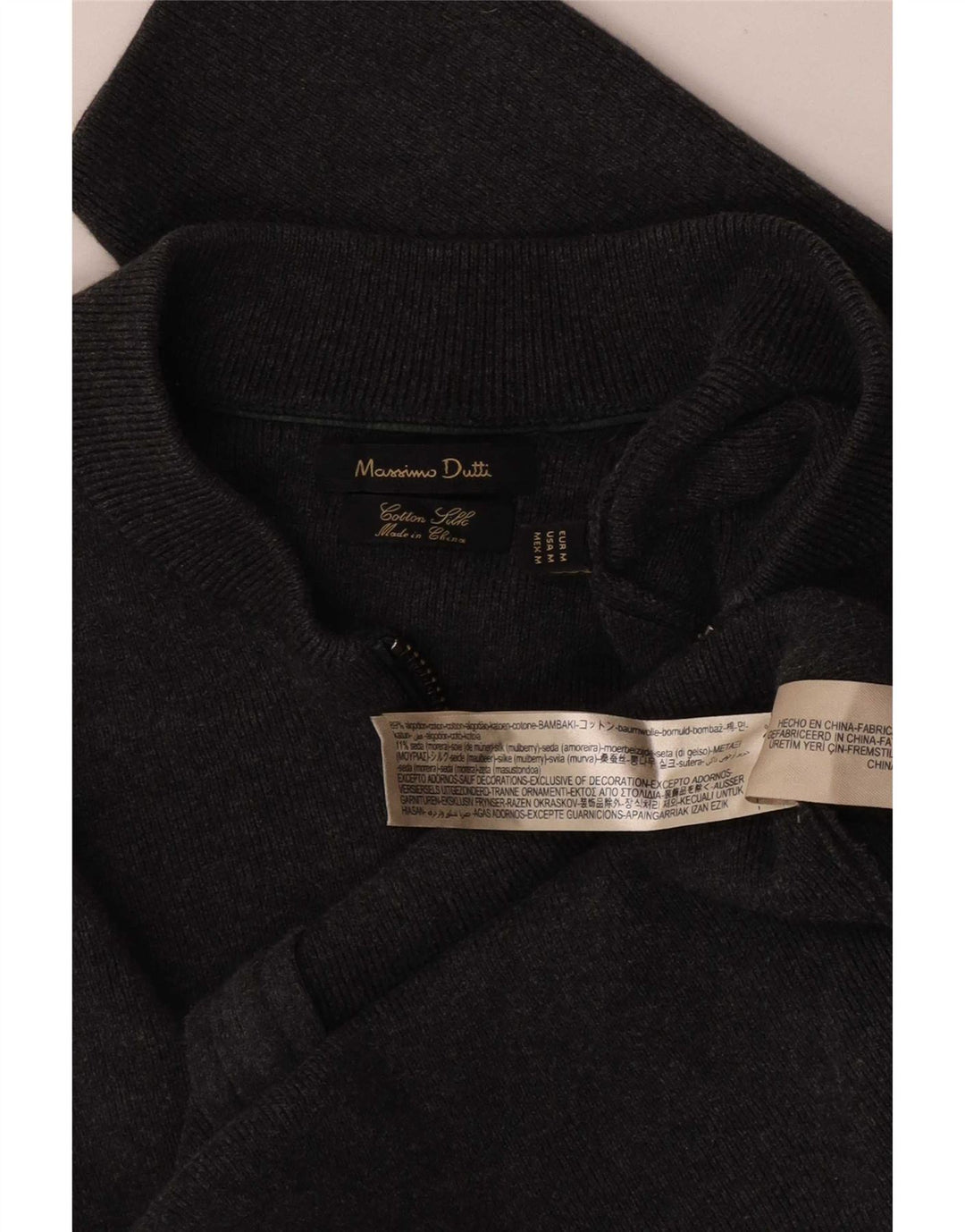Maglione cardigan da uomo Massimo Dutti in cotone grigio medio