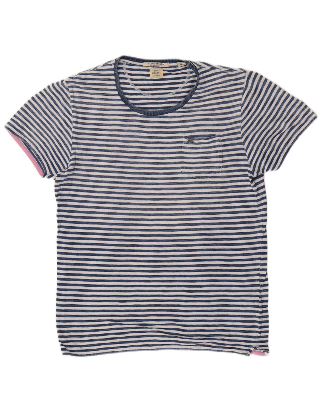 T-shirt da uomo Scotch & Soda Top in cotone a righe blu medio classico