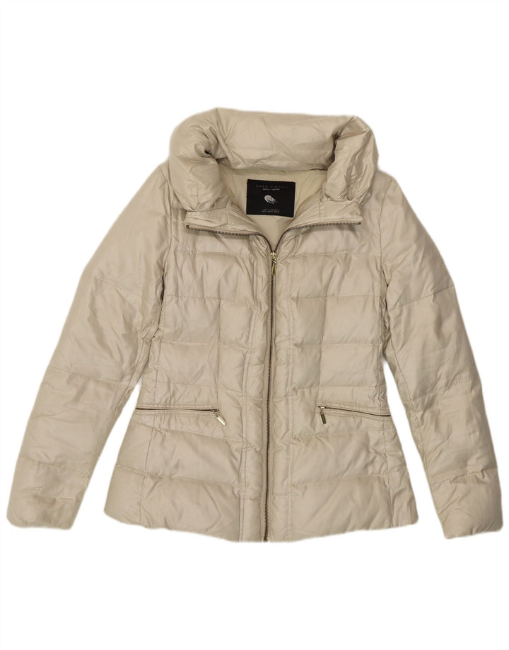Giacca imbottita da donna ZARA UK 10 piccola in poliestere bianco sporco