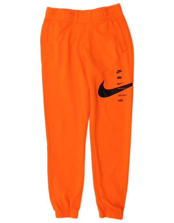 Nike Womens Swoosh Graphic Tracksuit Trousers Joggers UK 8 Small Orange