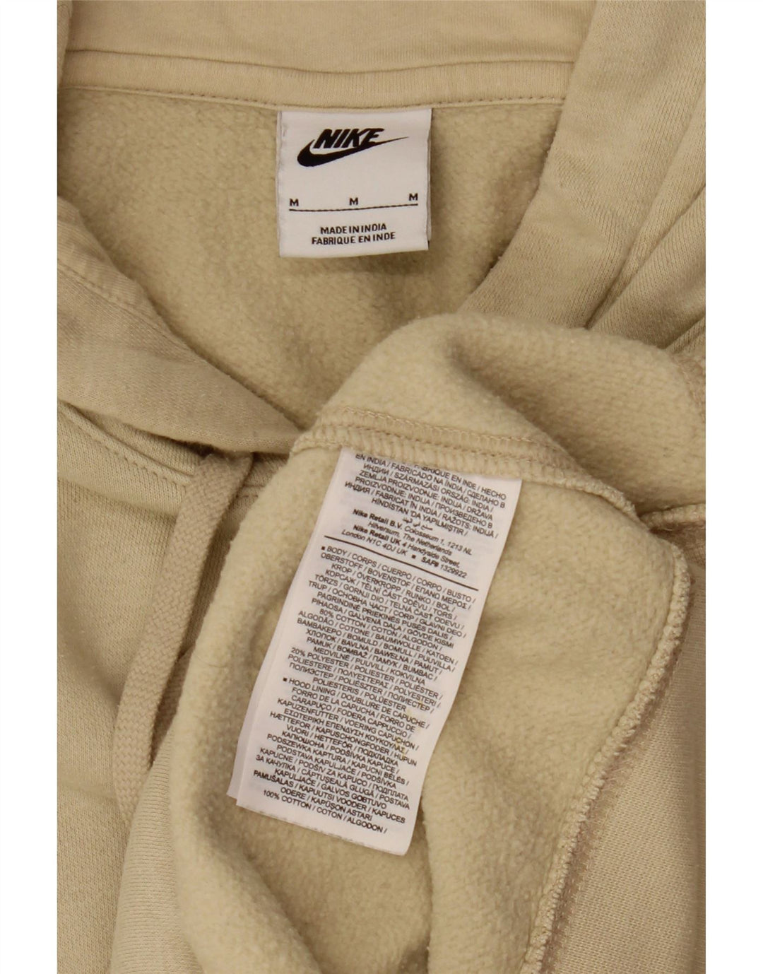 Felpa con cappuccio da uomo Nike in cotone beige medio