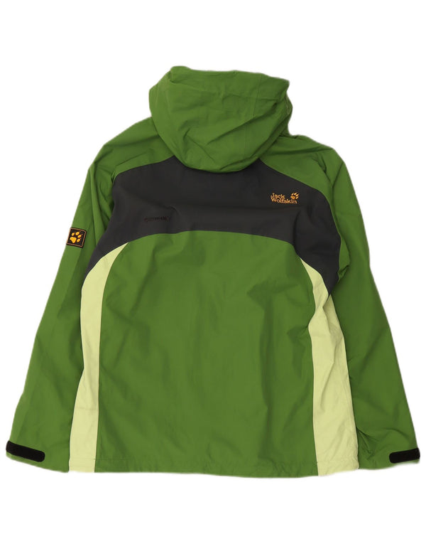 JACK WOLFSKIN Giacca antipioggia da donna con cappuccio UK 12 Verde medio Colorblock
