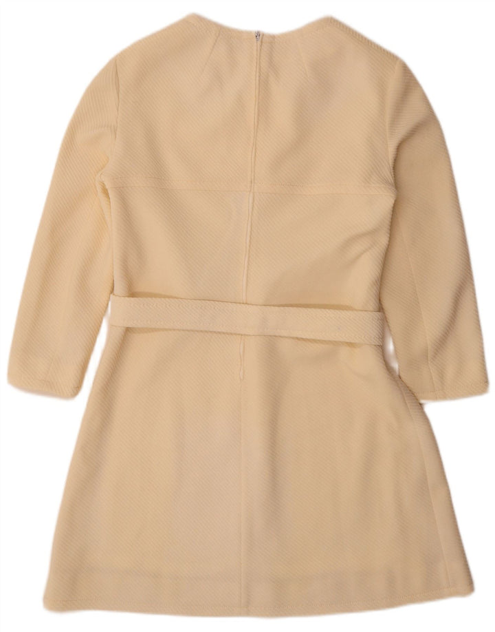 Abito vintage da donna a trapezio con maniche a 3/4 IT 46 grande bianco sporco