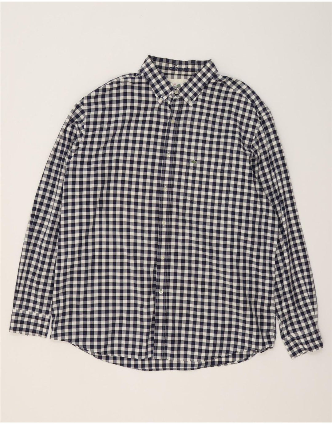 Camicia Lacoste da uomo vestibilità regolare taglia 46 2XL cotone a quadretti blu navy
