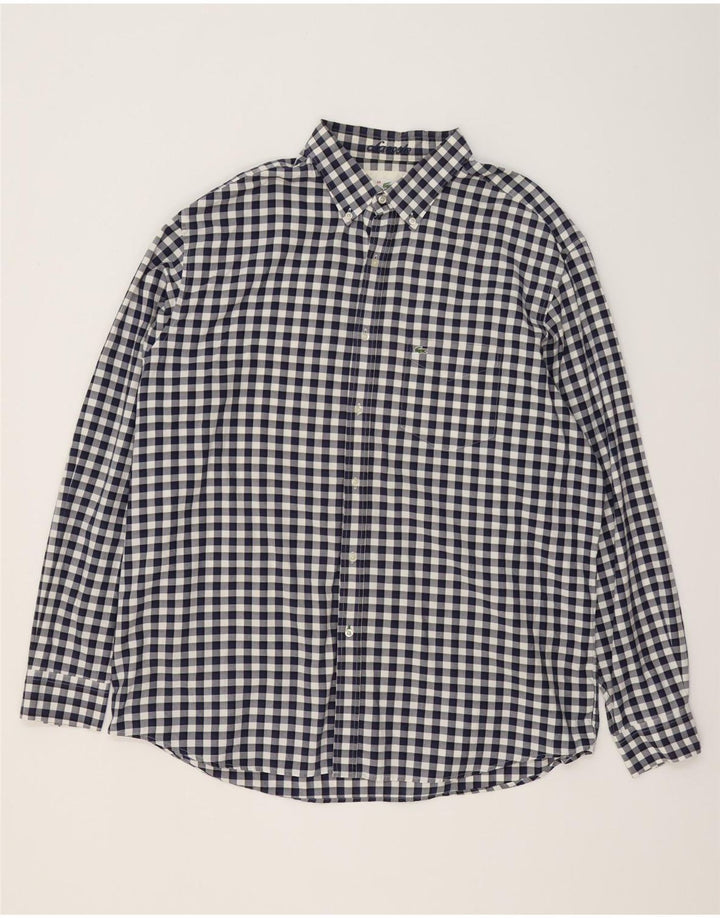 Camicia Lacoste da uomo vestibilità regolare taglia 46 2XL cotone a quadretti blu navy