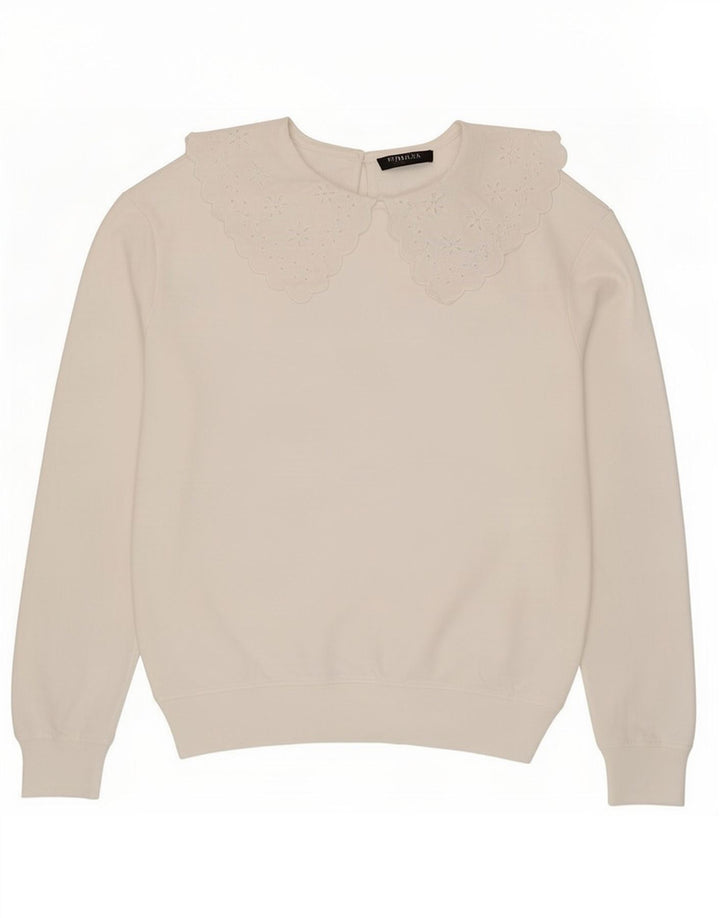 Felpa da donna Marks & Spencer UK 10 piccola in cotone bianco