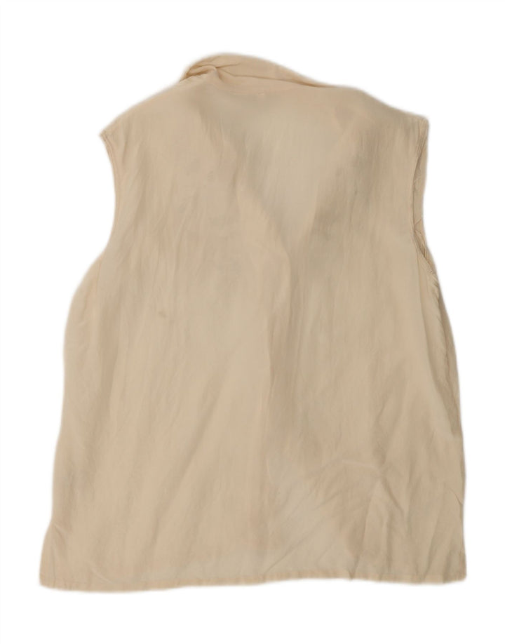 VINTAGE Womens Sleeveless Shirt Blouse EU 40 Medium Beige Floral Vintage Vintage and Second-Hand Vintage from Messina Hembry 