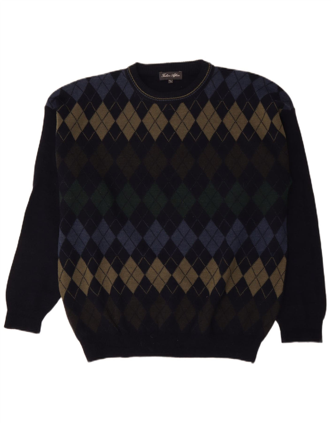 Maglione vintage da uomo girocollo IT 52/54 grande blu navy