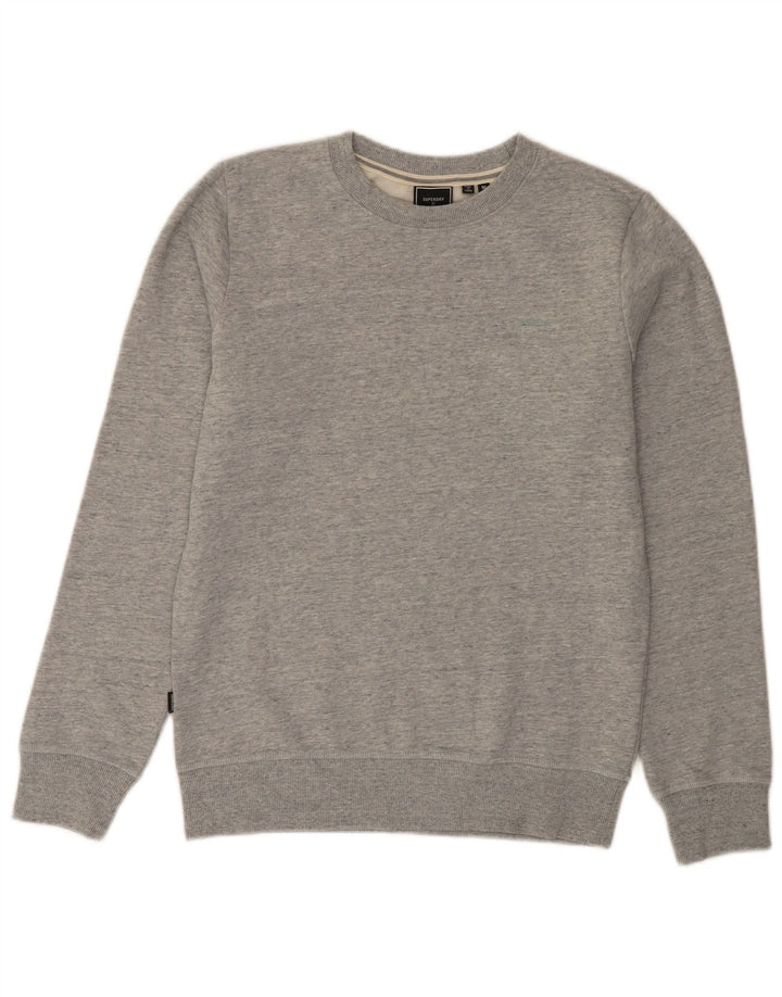 Felpa da uomo Superdry Maglione in cotone chiazzato grigio medio
