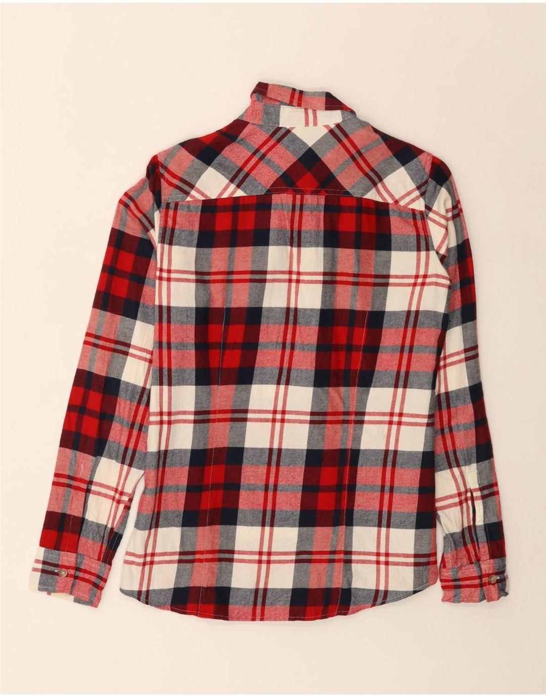 EDDIE BAUER Womens Classic Fit Flannel Shirt UK 10 Small Red Check Cotton