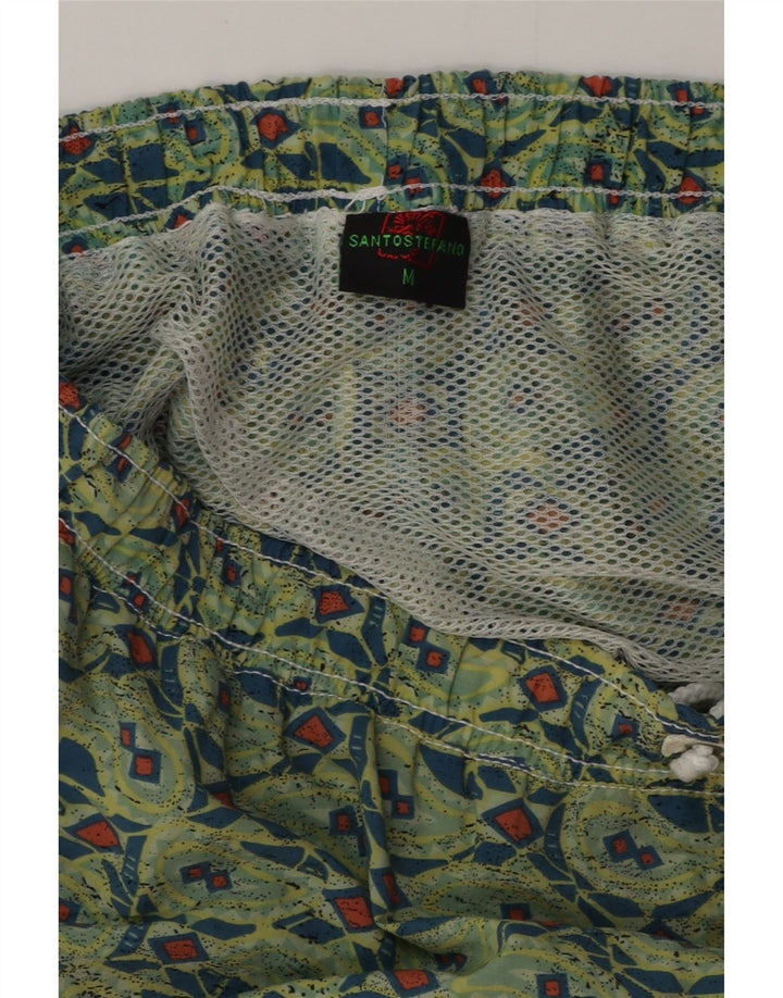 SANTO STEFANO Pantaloncini da bagno uomo Verde medio geometrico in poliammide