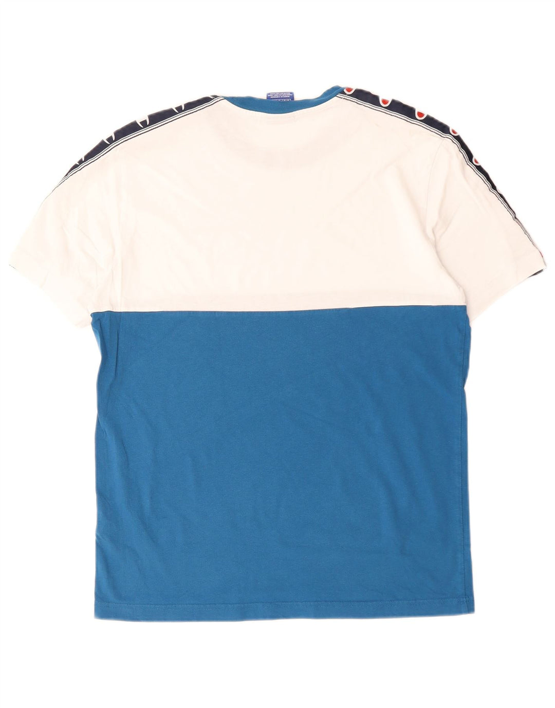 T-shirt grafica da uomo Champion Top in cotone color block blu medio