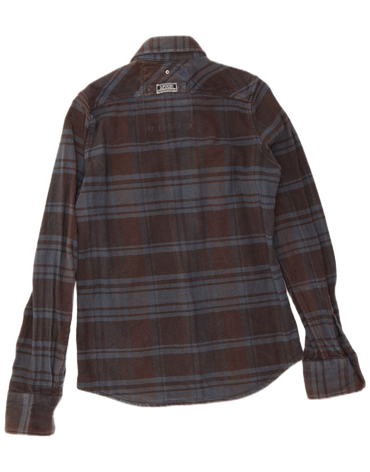 Camicia da uomo in flanella Superdry in cotone a quadri marrone medio