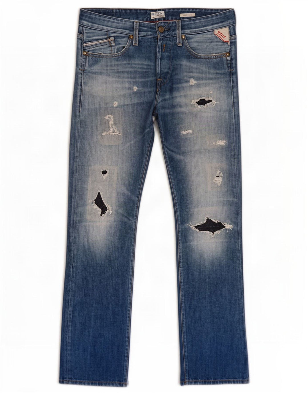 Replay Jeans dritti invecchiati Waitom da uomo W31 L32 in cotone blu