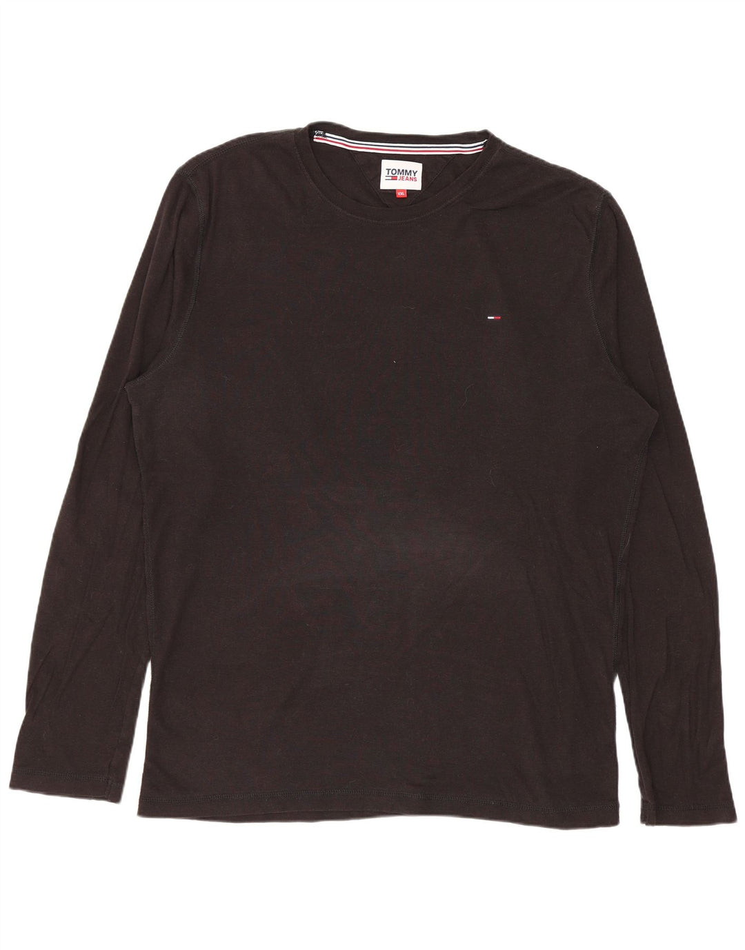 TOMMY HILFIGER Top da uomo manica lunga 2XL cotone nero