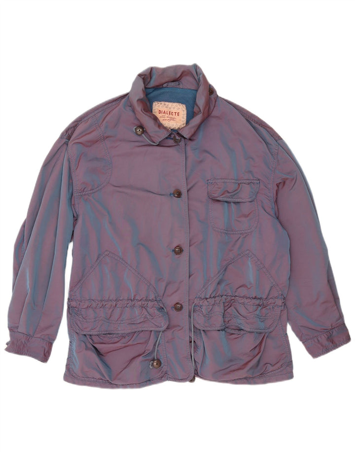 Giacca utilitaria oversize da donna vintage IT 44 blu medio in poliammide