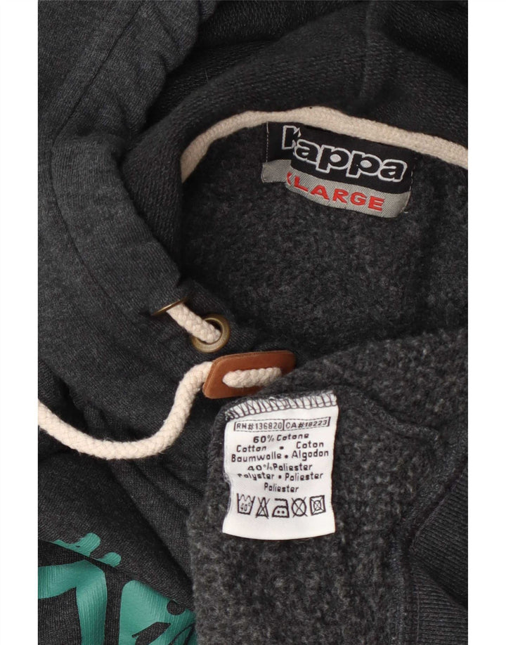 Felpa con cappuccio grafica da uomo Kappa XL in cotone grigio