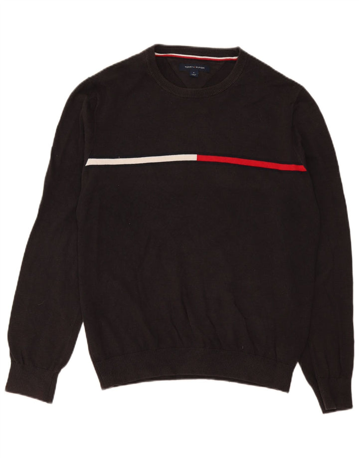 Maglione maglione girocollo da uomo Tommy Hilfiger in cotone color block grigio medio