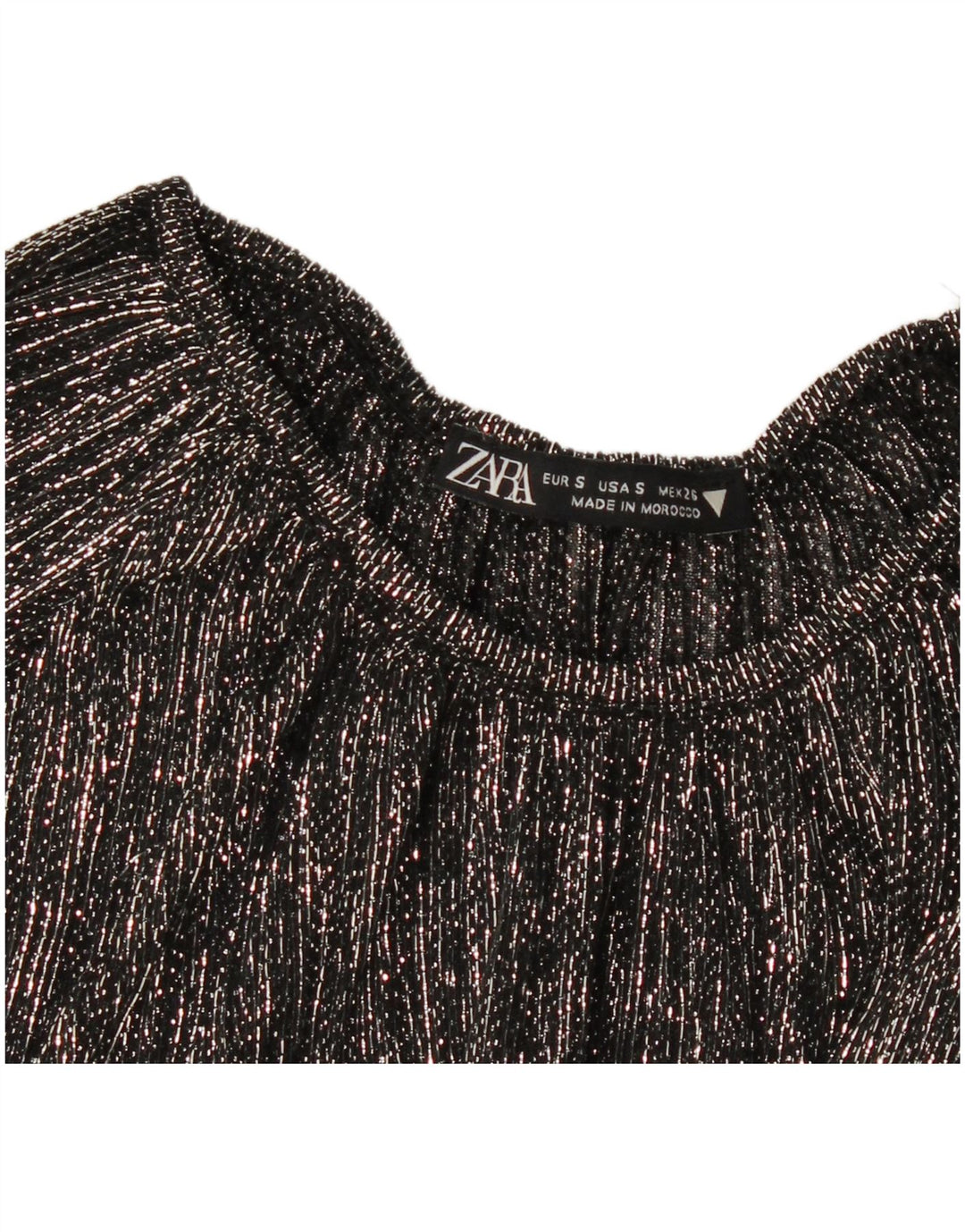 ZARA Camicetta Oversize a Maniche Lunghe da Donna UK 10 Piccola a Righe Nere