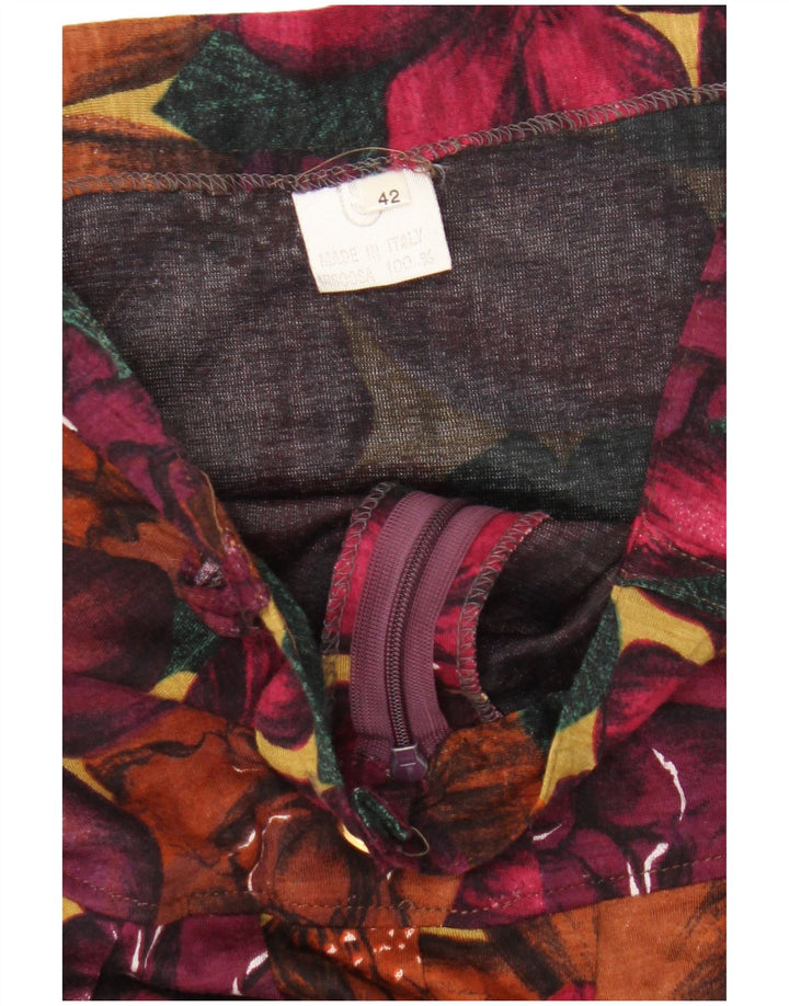Gonna a trapezio da donna vintage IT 42 media W26 floreale multicolore