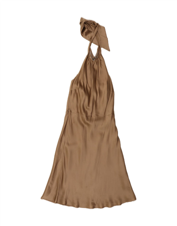 COAST Womens Halter Dress UK 12 Medium Beige Silk Vintage Coast and Second-Hand Coast from Messina Hembry 