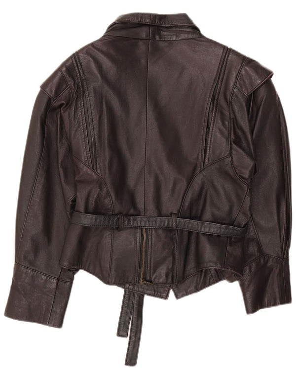 Giacca in pelle da donna vintage UK 12 in pelle nera media