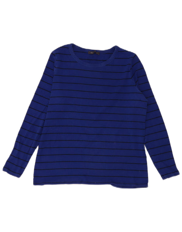 Marks & Spencer Top da donna a maniche lunghe UK 16 Large in cotone a righe blu navy