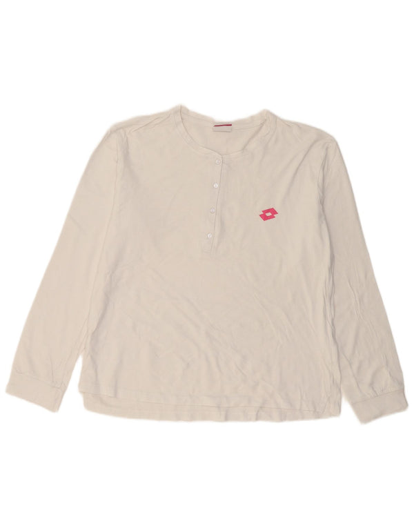 Top da donna a maniche lunghe Lotto UK 16 grande cotone bianco