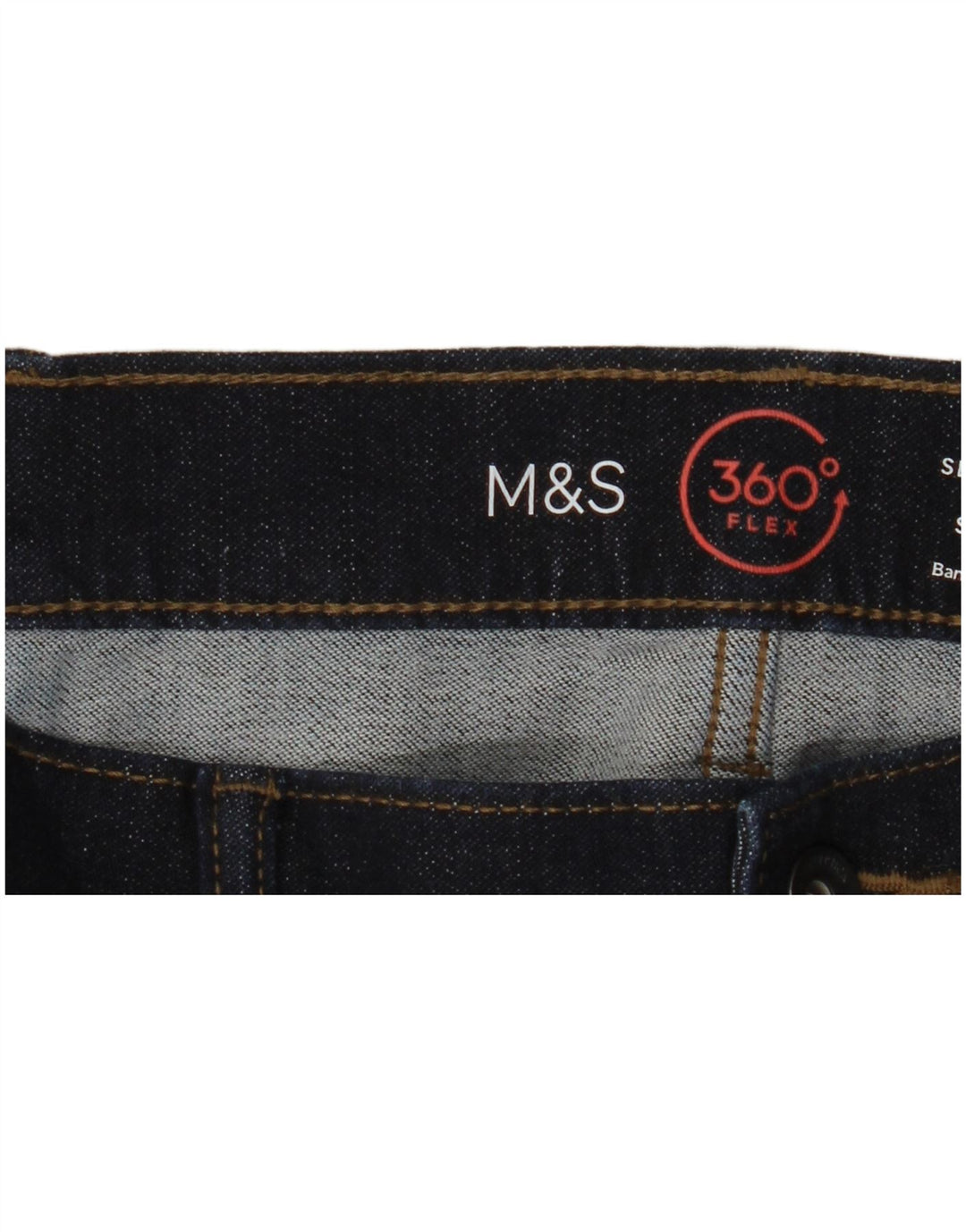 Jeans slim da uomo Marks & Spencer W38 L29 cotone blu navy