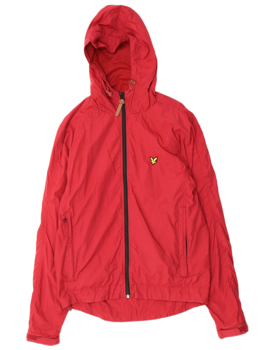 Lyle & Scott Giacca antipioggia vintage da uomo con cappuccio UK 38 Medium Red Poliammide