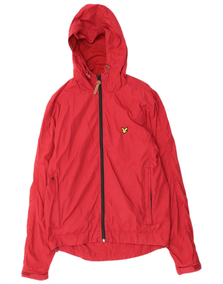 Lyle & Scott Giacca antipioggia vintage da uomo con cappuccio UK 38 Medium Red Poliammide