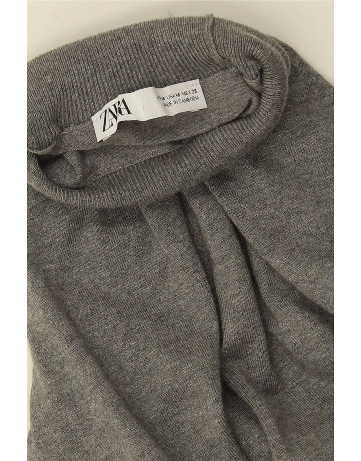 Maglione Zara da donna con collo alto e maniche a 3/4 UK 12 Grigio medio