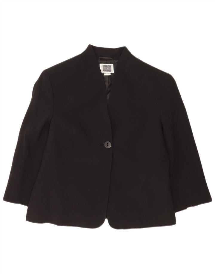 Giacca blazer da donna a 1 bottone con maniche a 3/4 Perte by Krizia UK 14 media nera