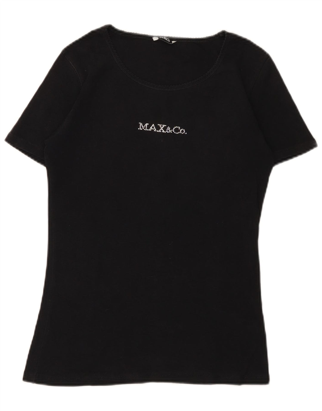 MAX & CO. T-shirt grafica da donna Top UK 12 cotone nero medio