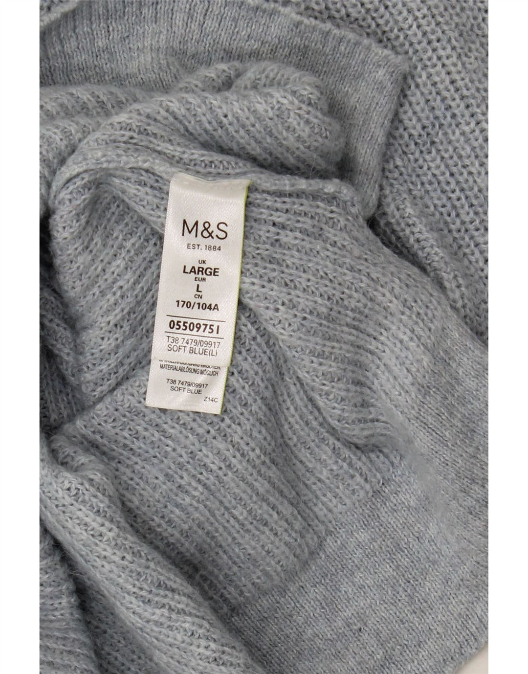 Maglione da donna Marks & Spencer con scollo a barca UK 16 Large Blu in poliammide