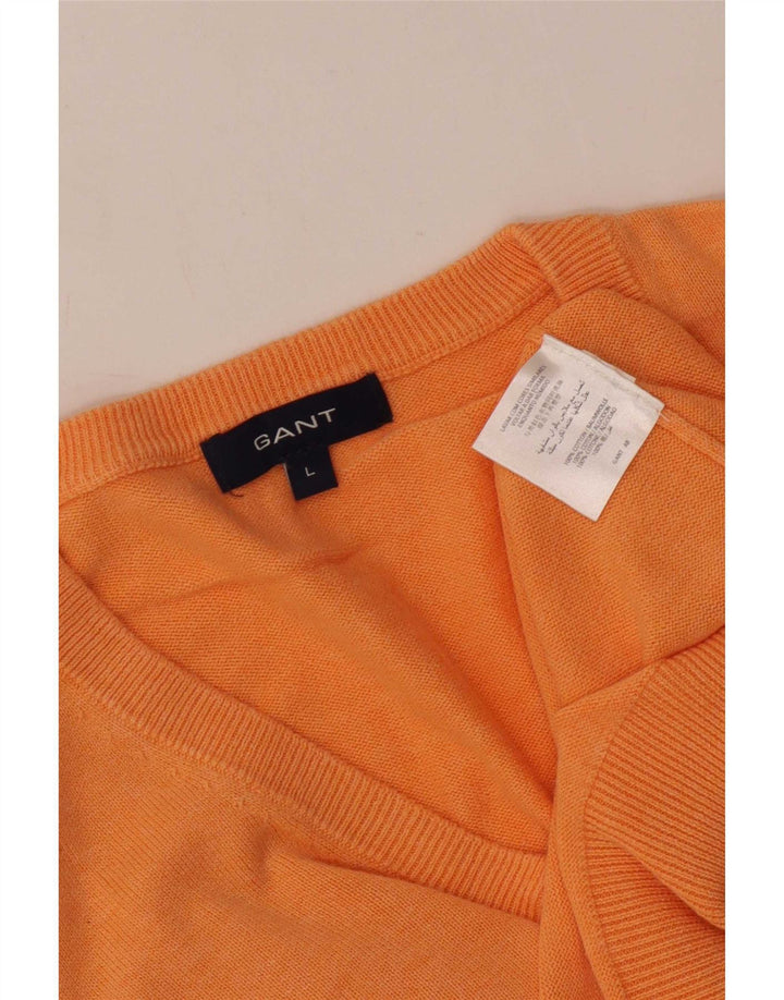 Gant Maglione da uomo con scollo a V grande in cotone arancione
