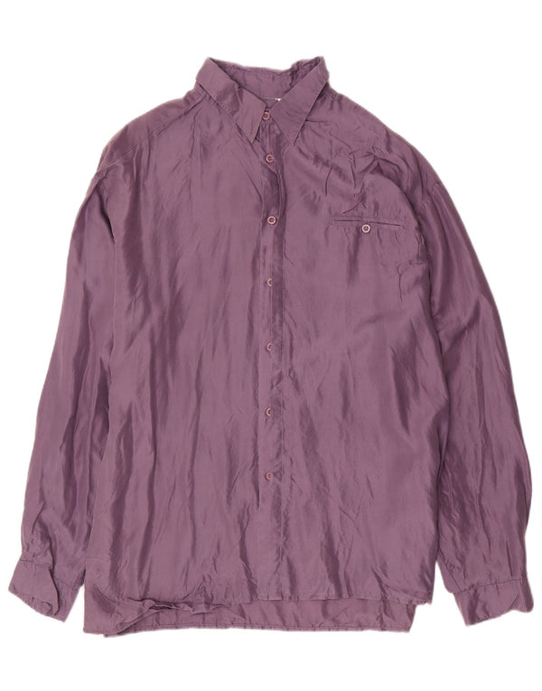 Camicia da uomo vintage taglia 43/44 grande seta viola