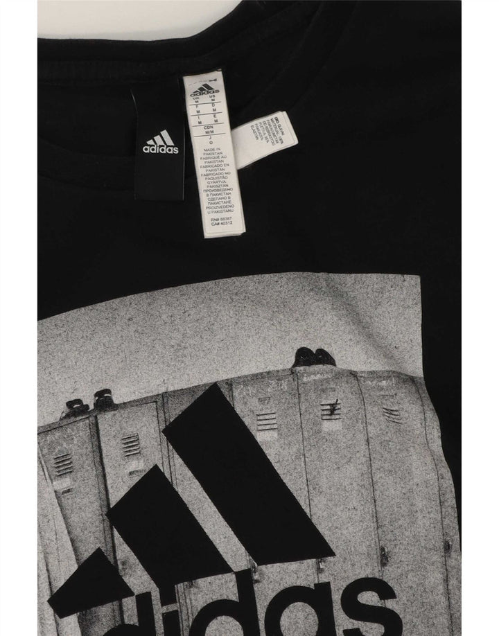 T-shirt grafica da uomo Adidas Top in cotone nero medio