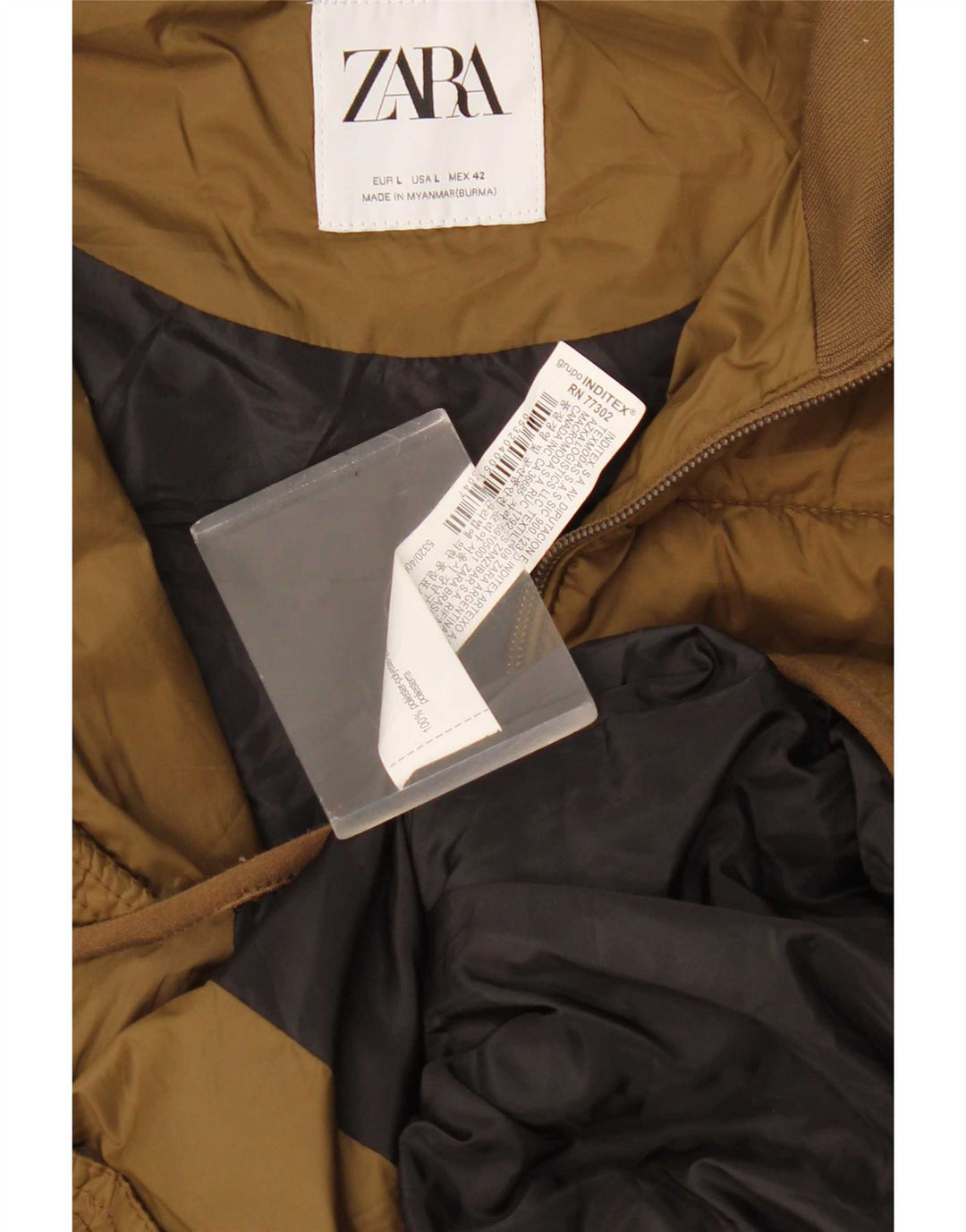 Gilet imbottito da uomo Zara UK 40 grande in poliestere kaki