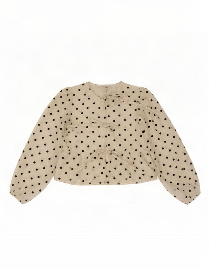 Camicetta camicia da donna Marks & Spencer UK 10 piccolo poliammide a pois bianchi