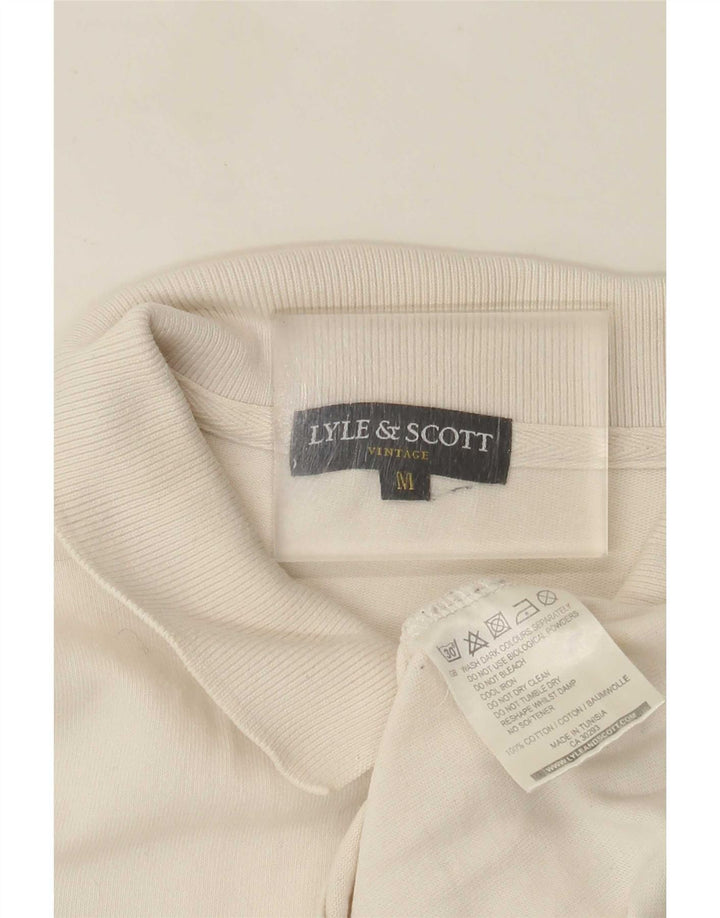 Polo regolare da uomo a maniche lunghe Lyle & Scott in cotone bianco sporco medio