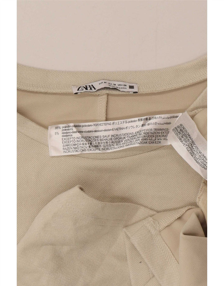 Abito a trapezio da donna Zara UK 14 Poliestere beige medio