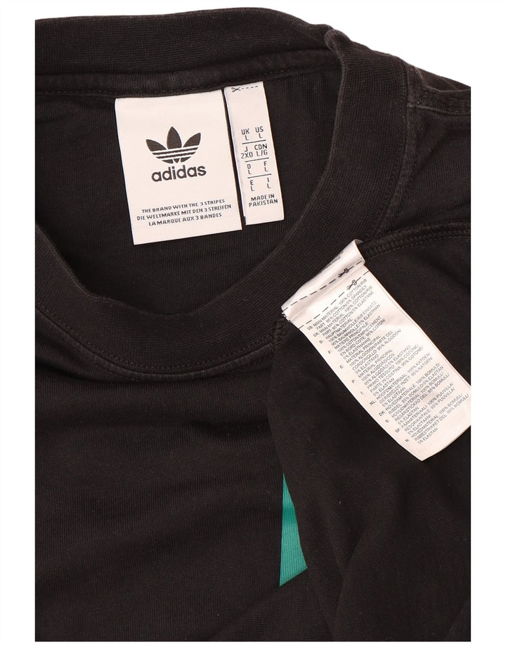 ADIDAS Top grafico da uomo a maniche lunghe grande in cotone color block nero